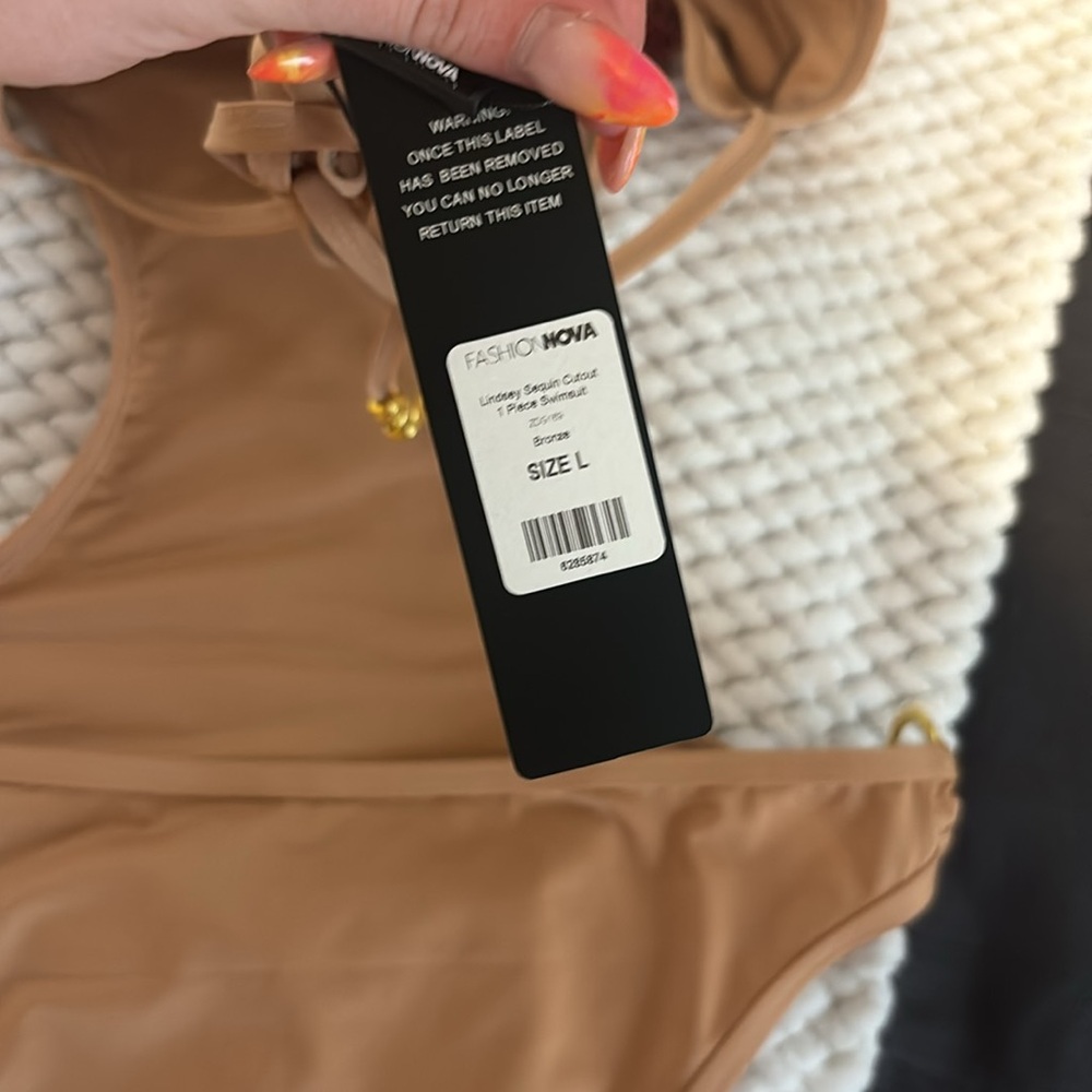 Fashion Nova Copper Sequin One Piece Swimsuit - Picture 3 of 3
